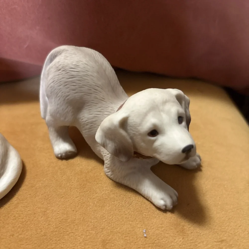 Vintage Homco 1408 Yellow Labrador Retriever Puppy Figurines